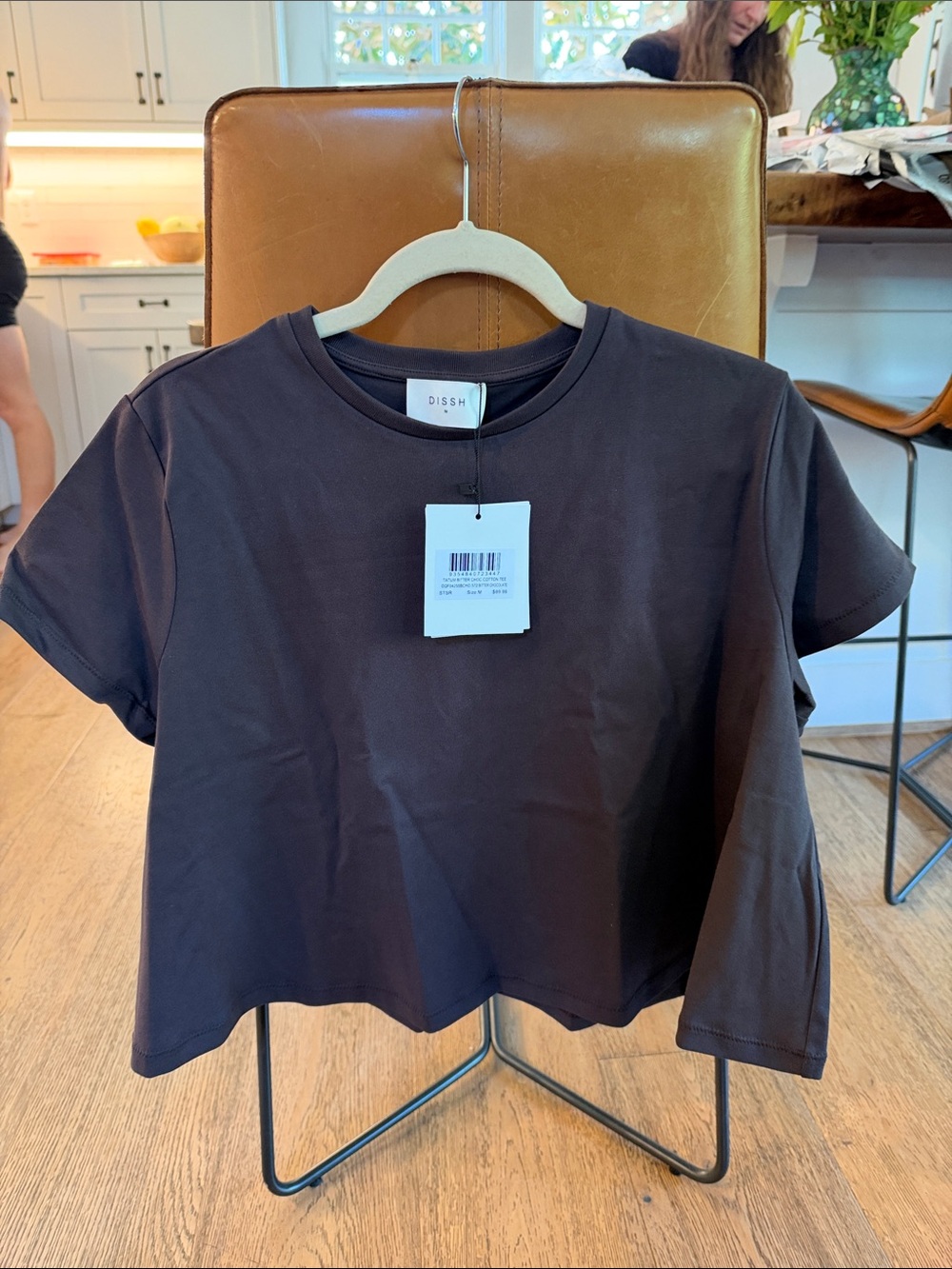 DISSH Cropped Boxy Tee in Dark Brown